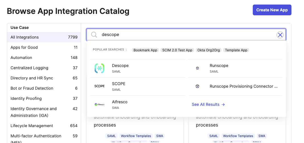 SSO tutorial Descope integration in Okta catalog