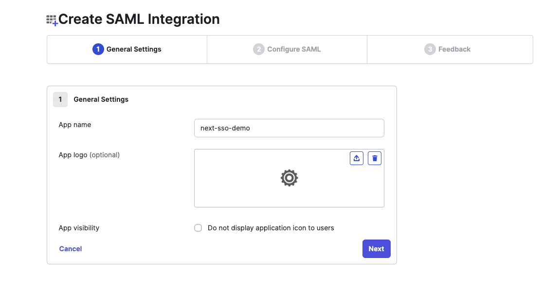 SSO tutorial specify Okta app name