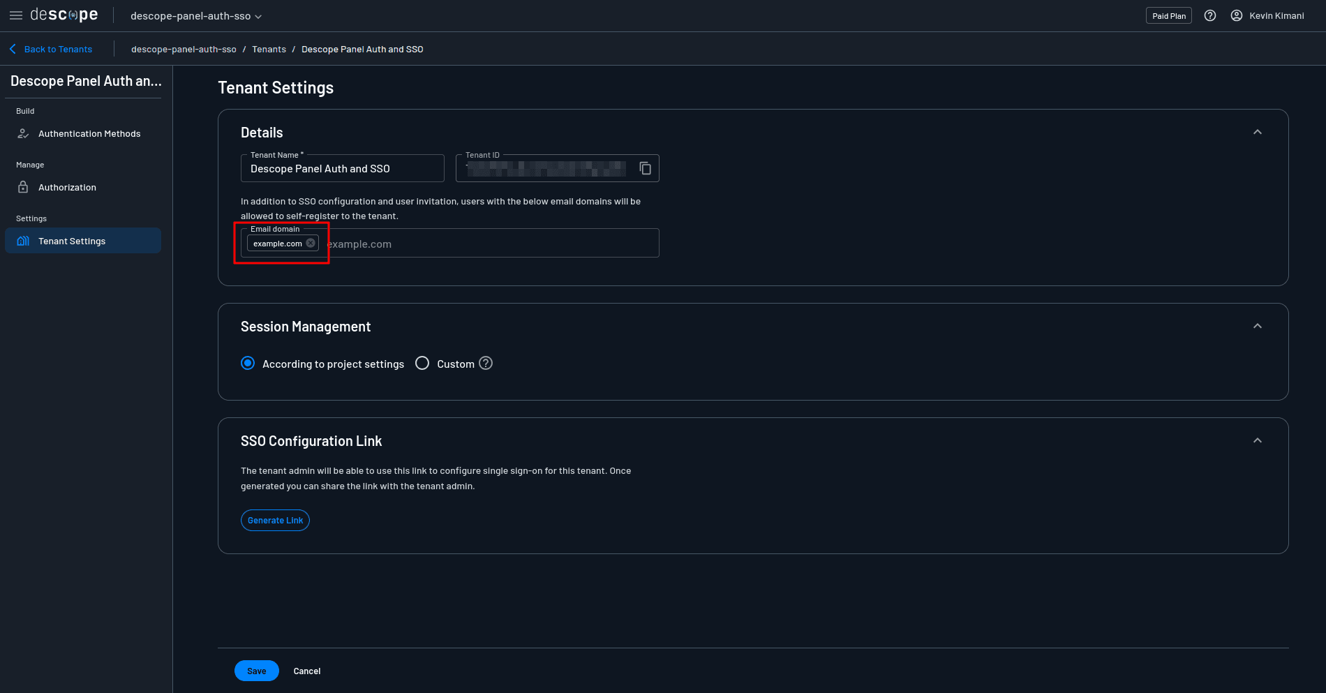 Fig: Adding tenant email domain