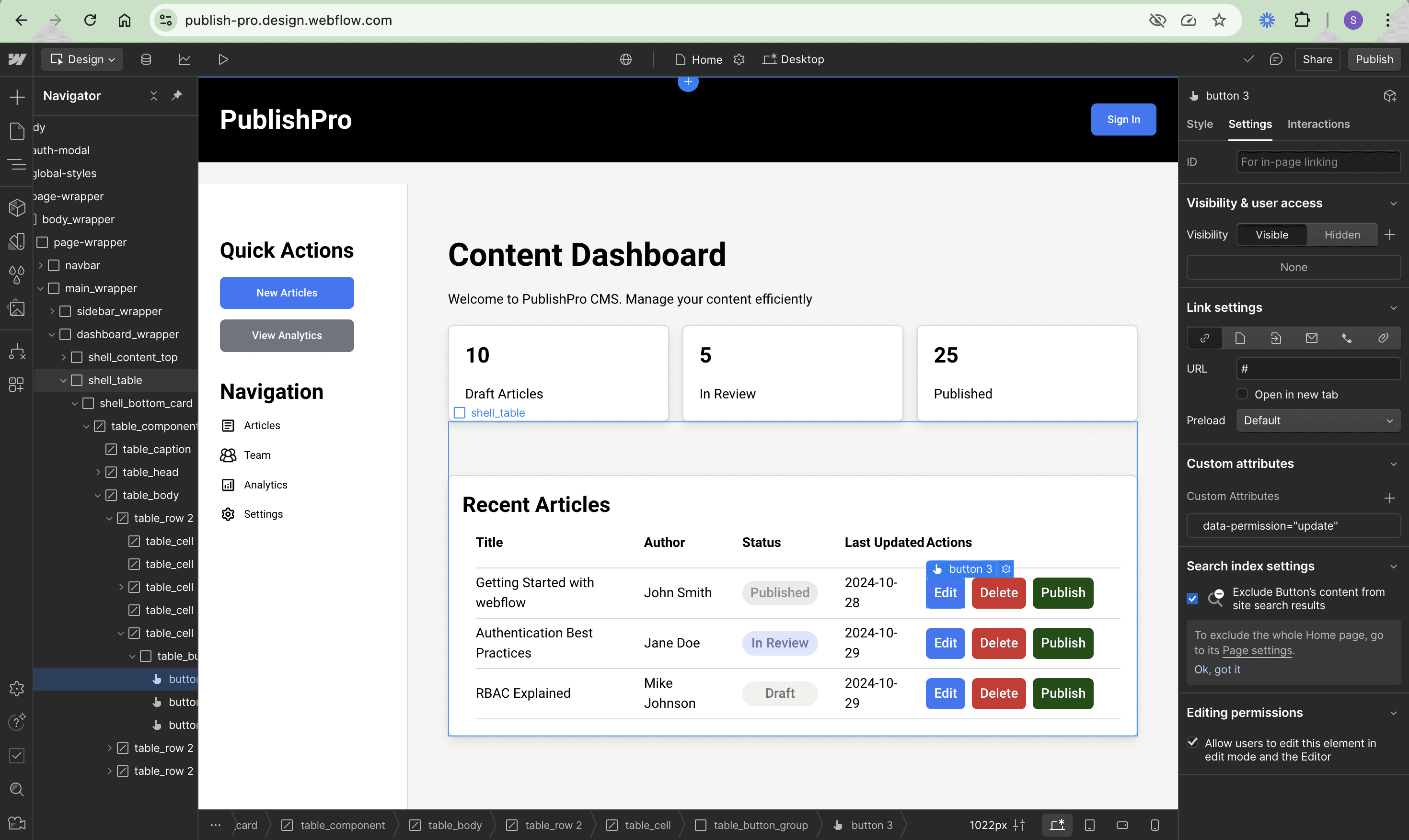 Permission data attribute for RBAC