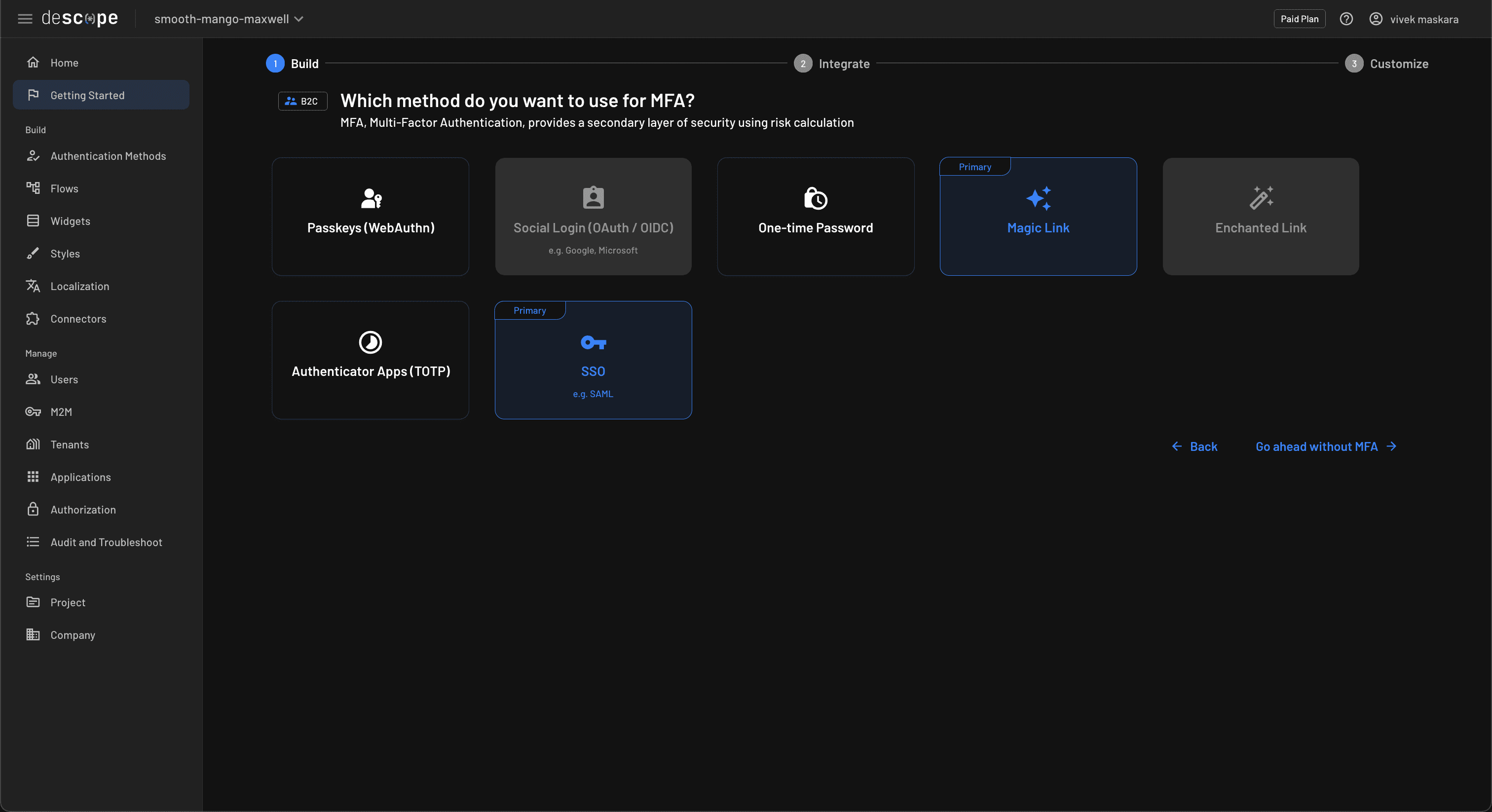 Fig: Choose authentication methods