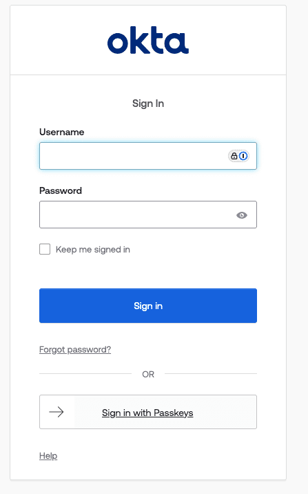 okta login screen