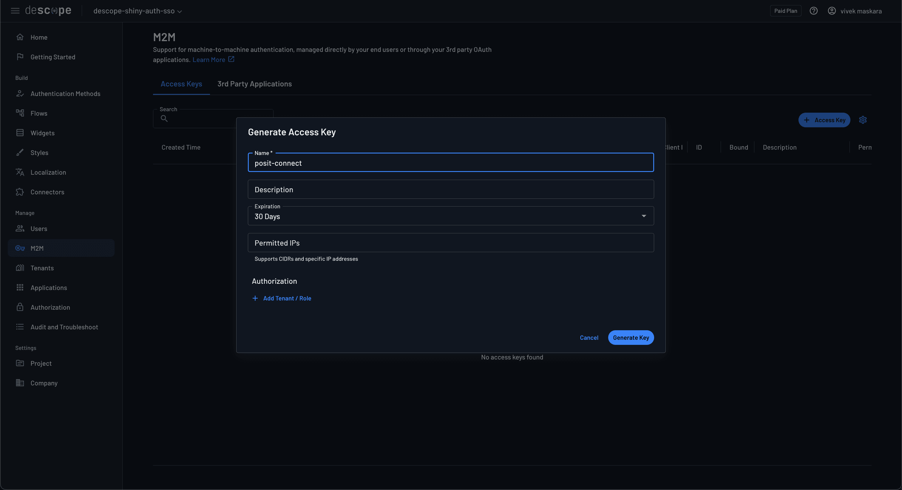Fig: Create a new access key