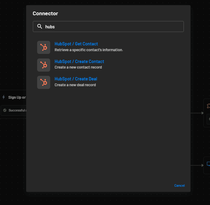 Descope HubSpot connector actions
