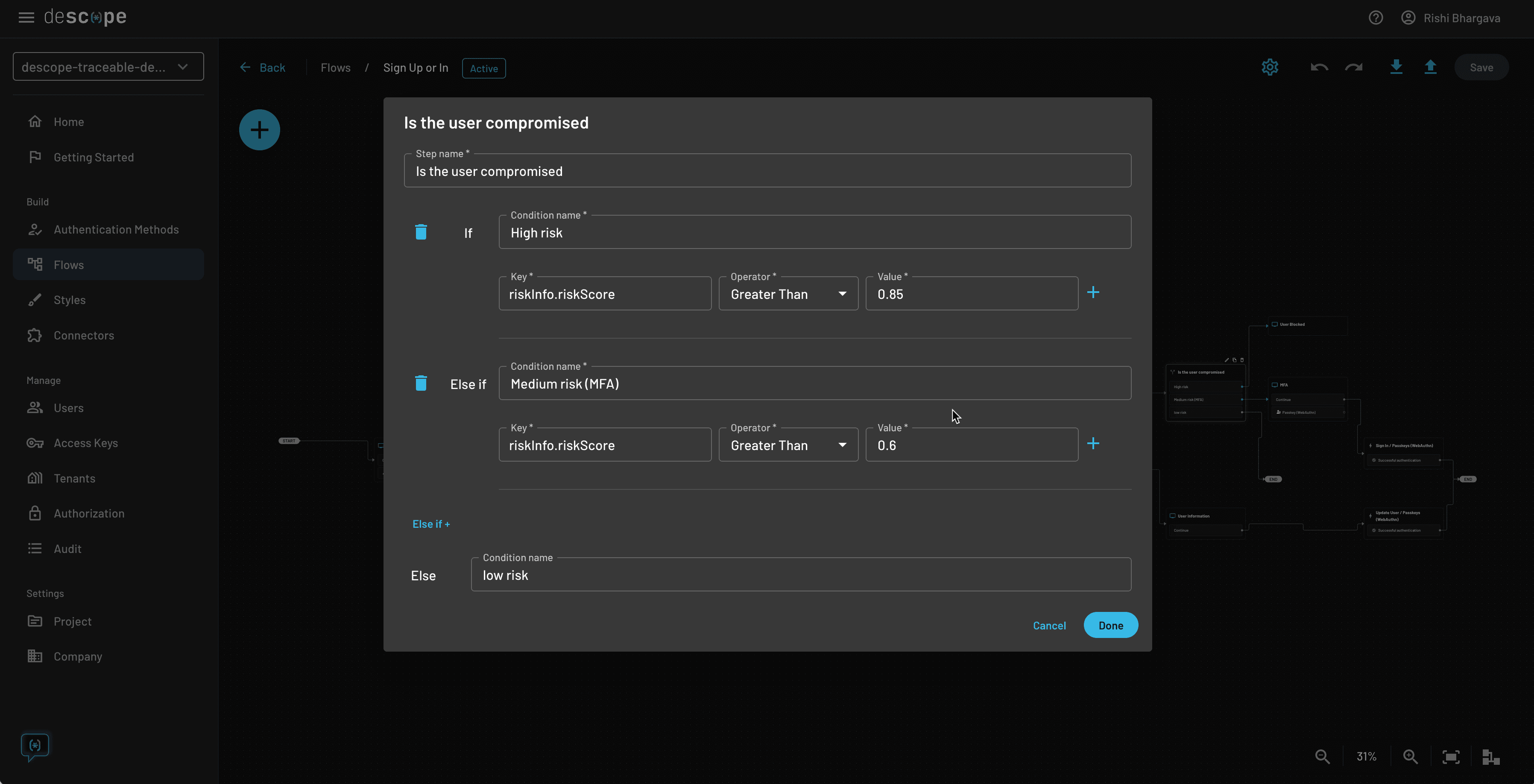 Traceable Flow Condition