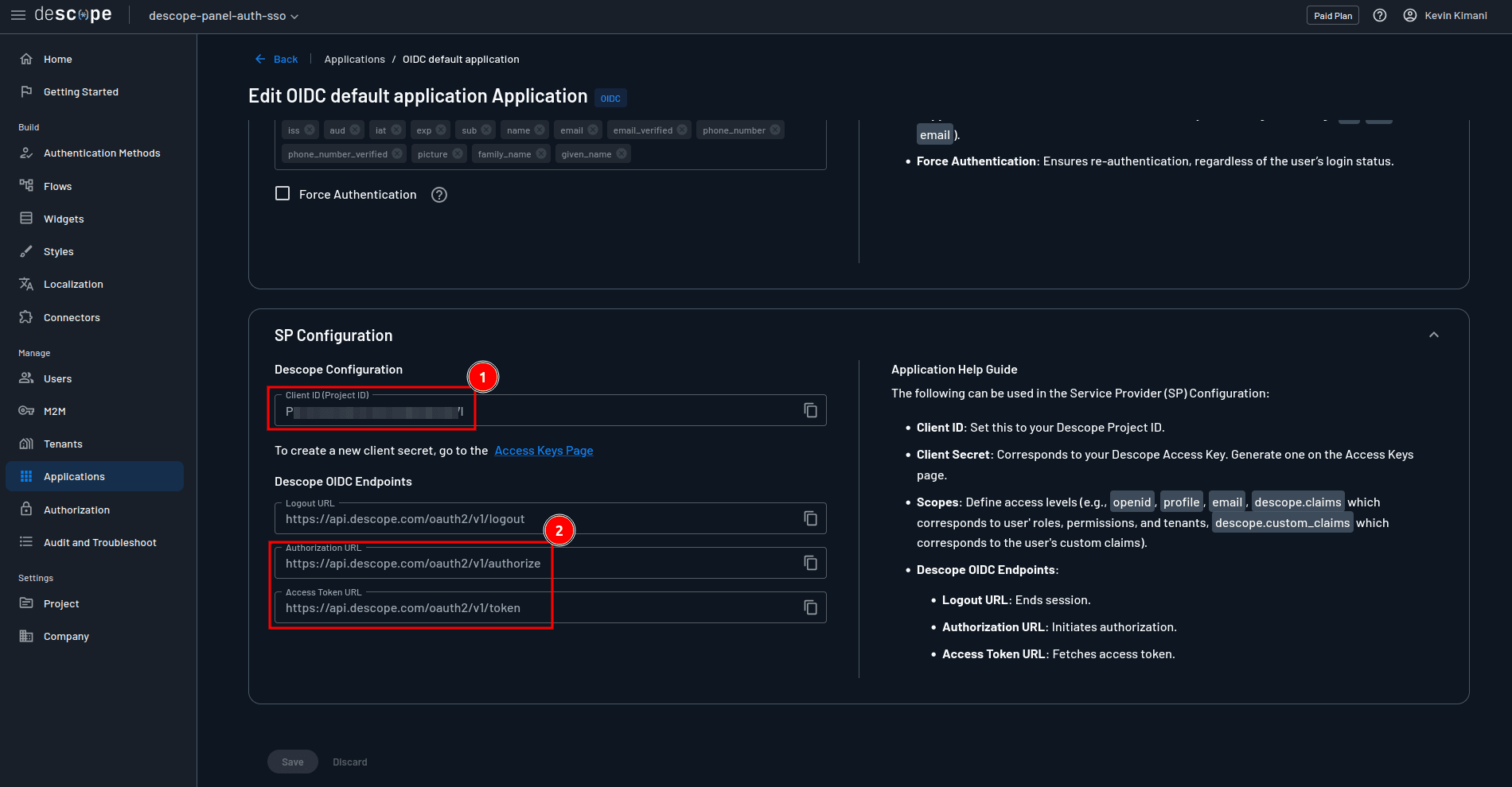 Fig: Obtaining values from the OIDC app